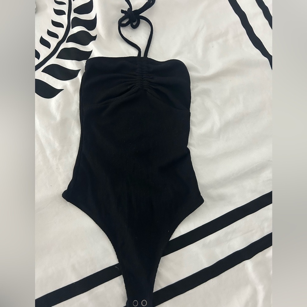 American Eagle Cinch-Front Halter Bodysuit